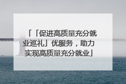「促进高质量充分就业巡礼」优服务，助力实现高质量充分就业