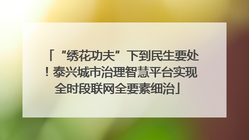 “绣花功夫”下到民生要处！泰兴城市治理智慧平台实现全时段联网全要素细治