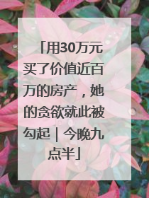 用30万元买了价值近百万的房产，她的贪欲就此被勾起｜今晚九点半
