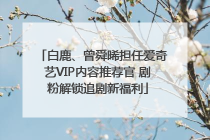 白鹿、曾舜晞担任爱奇艺VIP内容推荐官 剧粉解锁追剧新福利
