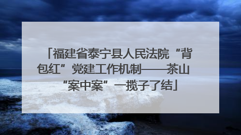 福建省泰宁县人民法院“背包红”党建工作机制——茶山“案中案”一揽子了结