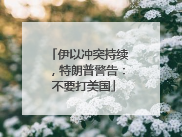 伊以冲突持续，特朗普警告：不要打美国