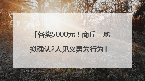 各奖5000元！商丘一地拟确认2人见义勇为行为