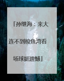 孙继海：来大连不到梭鱼湾看场球挺遗憾