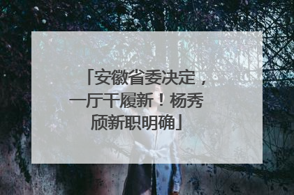 安徽省委决定，一厅干履新！杨秀颀新职明确