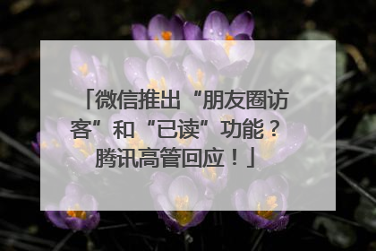 微信推出“朋友圈访客”和“已读”功能？腾讯高管回应！