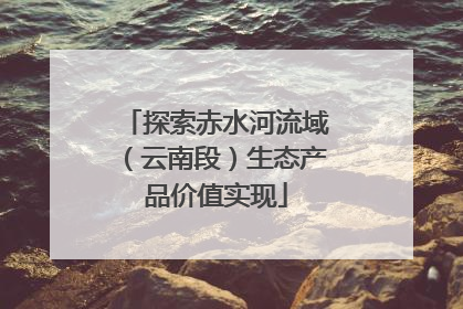 探索赤水河流域（云南段）生态产品价值实现