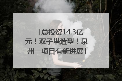 总投资14.3亿元！双子塔造型！泉州一项目有新进展