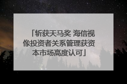斩获天马奖 海信视像投资者关系管理获资本市场高度认可