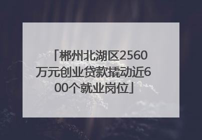 郴州北湖区2560万元创业贷款撬动近600个就业岗位
