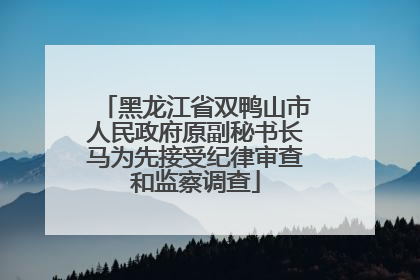 黑龙江省双鸭山市人民政府原副秘书长马为先接受纪律审查和监察调查