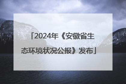 2024年《安徽省生态环境状况公报》发布